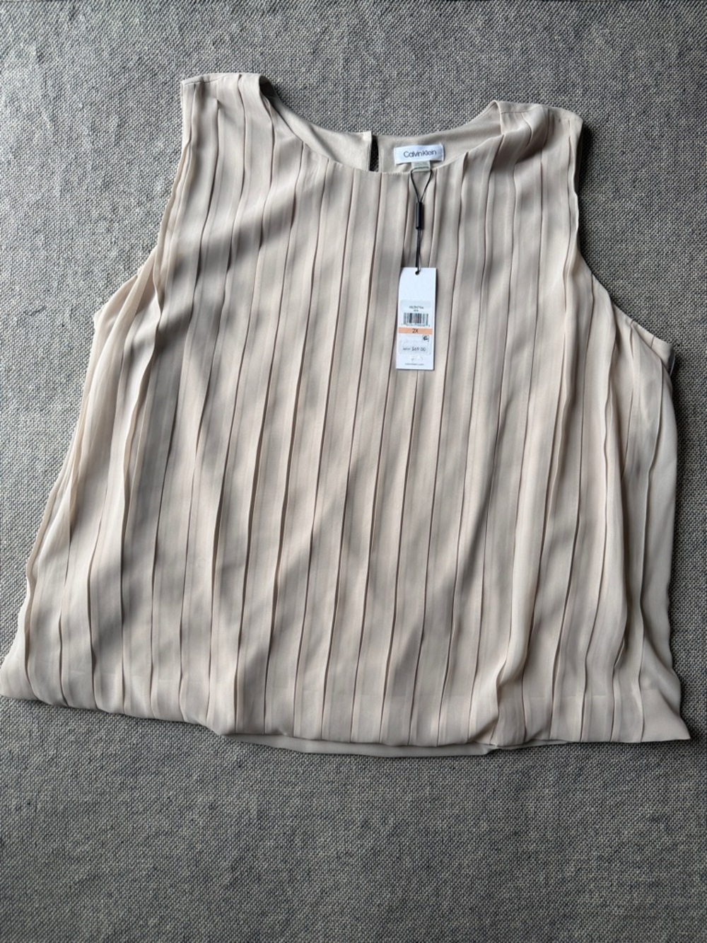 Calvin Klein Light Beige Pleated Sleeveless Camisole